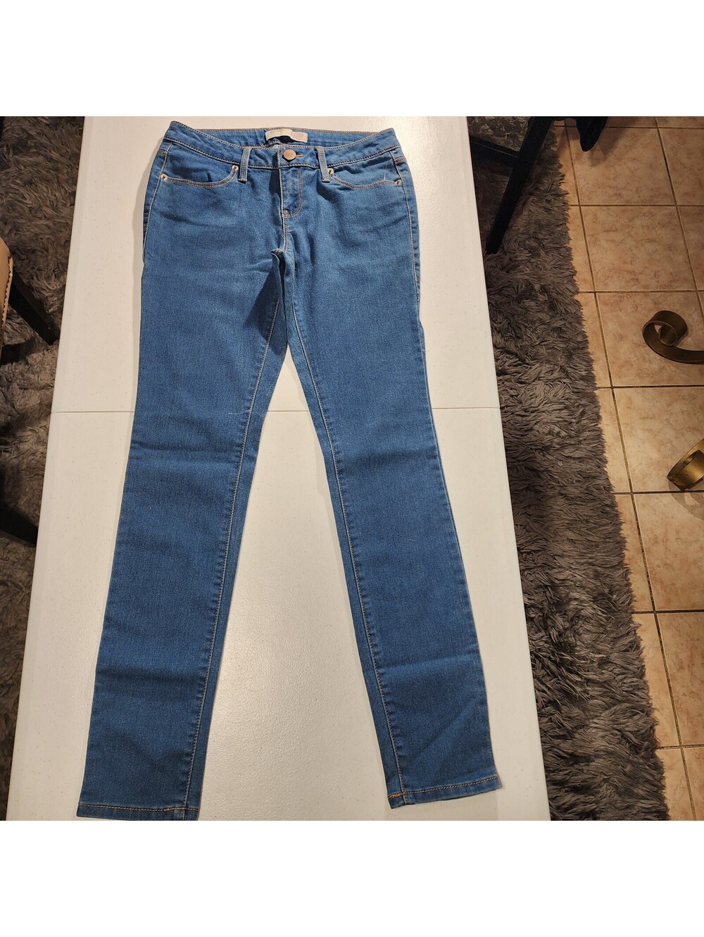 No Boundaries Skinny Blue Denim Jeans Women Stretch Zip Button 5-Pocket Solid